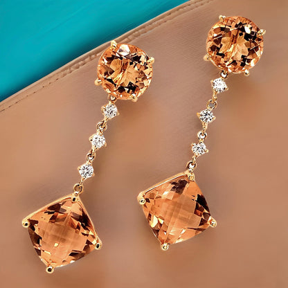 Natural Morganite Diamond Earrings 14k Gold 10.1 TCW Certified $5,950 111536