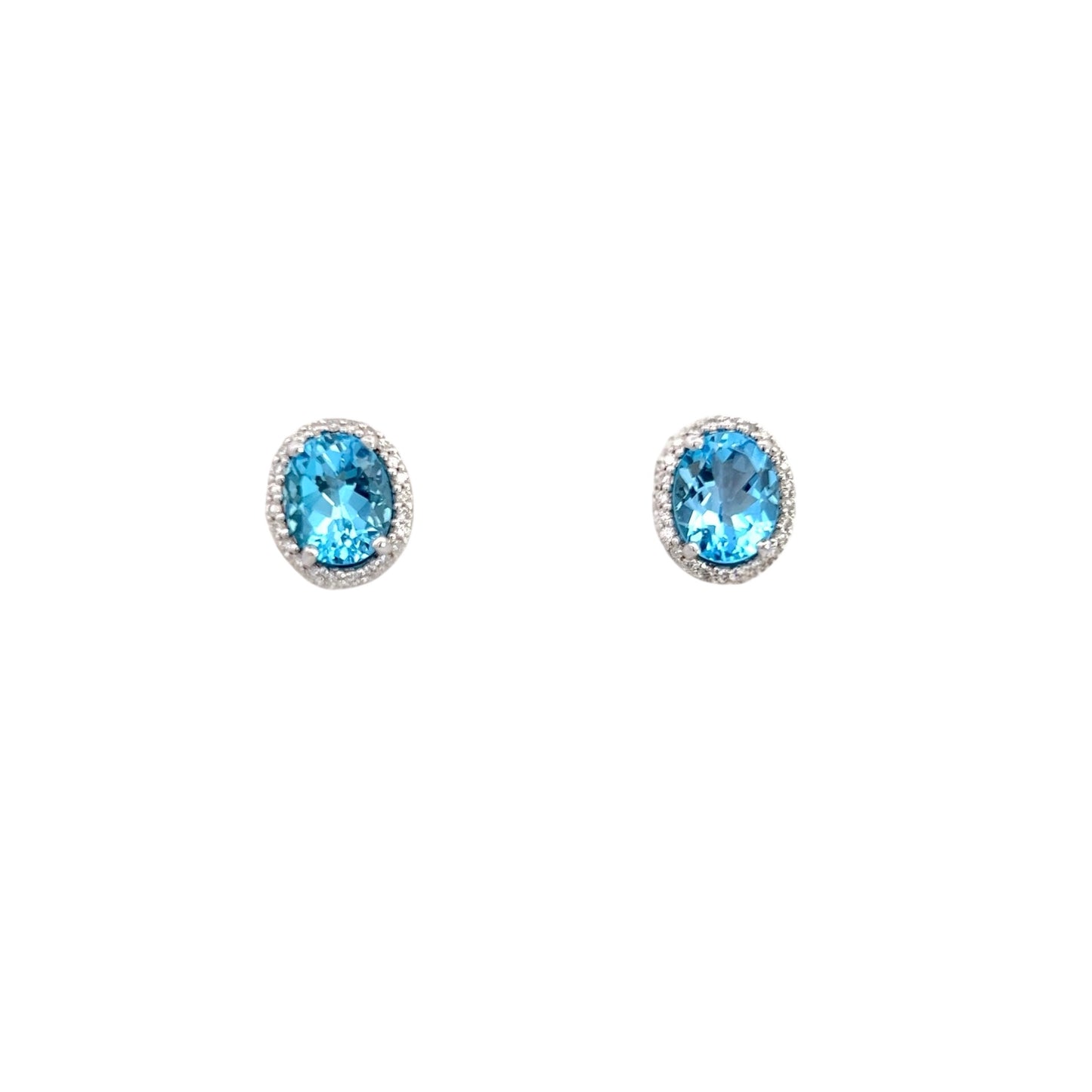 Natural Topaz Diamond Stud Earrings 14k W Gold 6.98 TCW Certified $3,950 311647