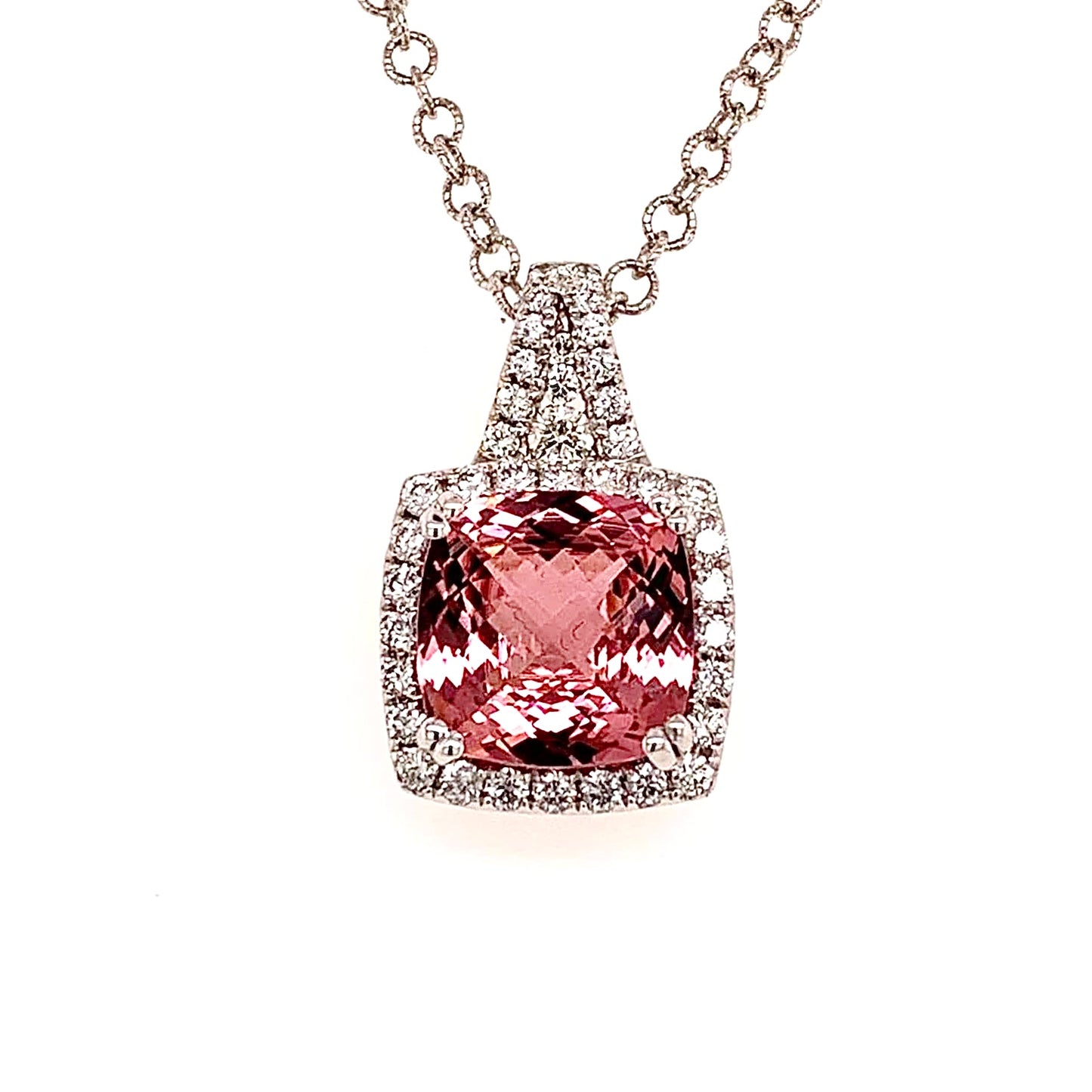 Diamond Rubellite Tourmaline Necklace 5.47 CT 18k Gold Certified $5,590 921150