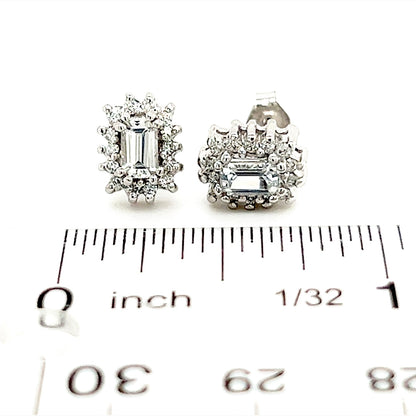 Natural Sapphire Diamond Stud Earrings 14k W Gold 0.94 TCW Certified $2950 121267