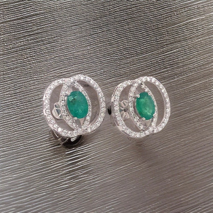 Diamond Emerald Earrings 14k White Gold 2.16 TCW Certified $6,950 018689