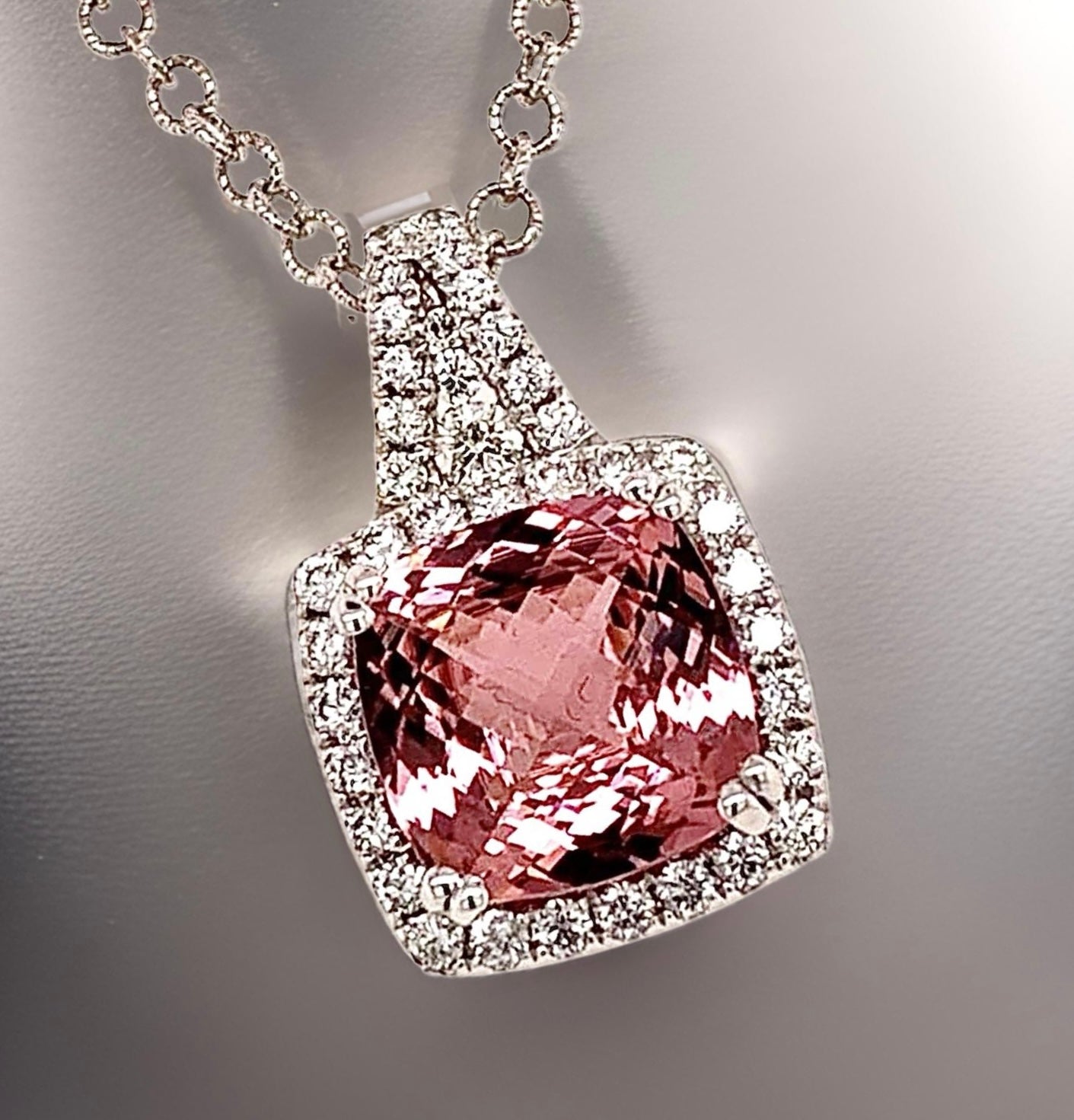 Diamond Rubellite Tourmaline Necklace 5.47 CT 18k Gold Certified $5,590 921150