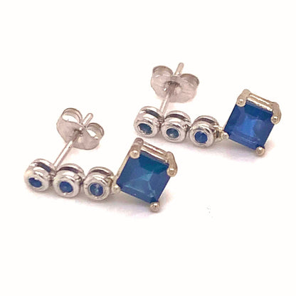 Natural Sapphire Dangle Earrings 14k Gold 1.32 TCW Certified $2,490 113471