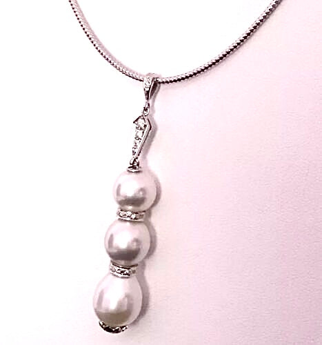 Diamond South Sea Pearl Necklace 14k Gold 12 mm Italy Certified $3,490 817269