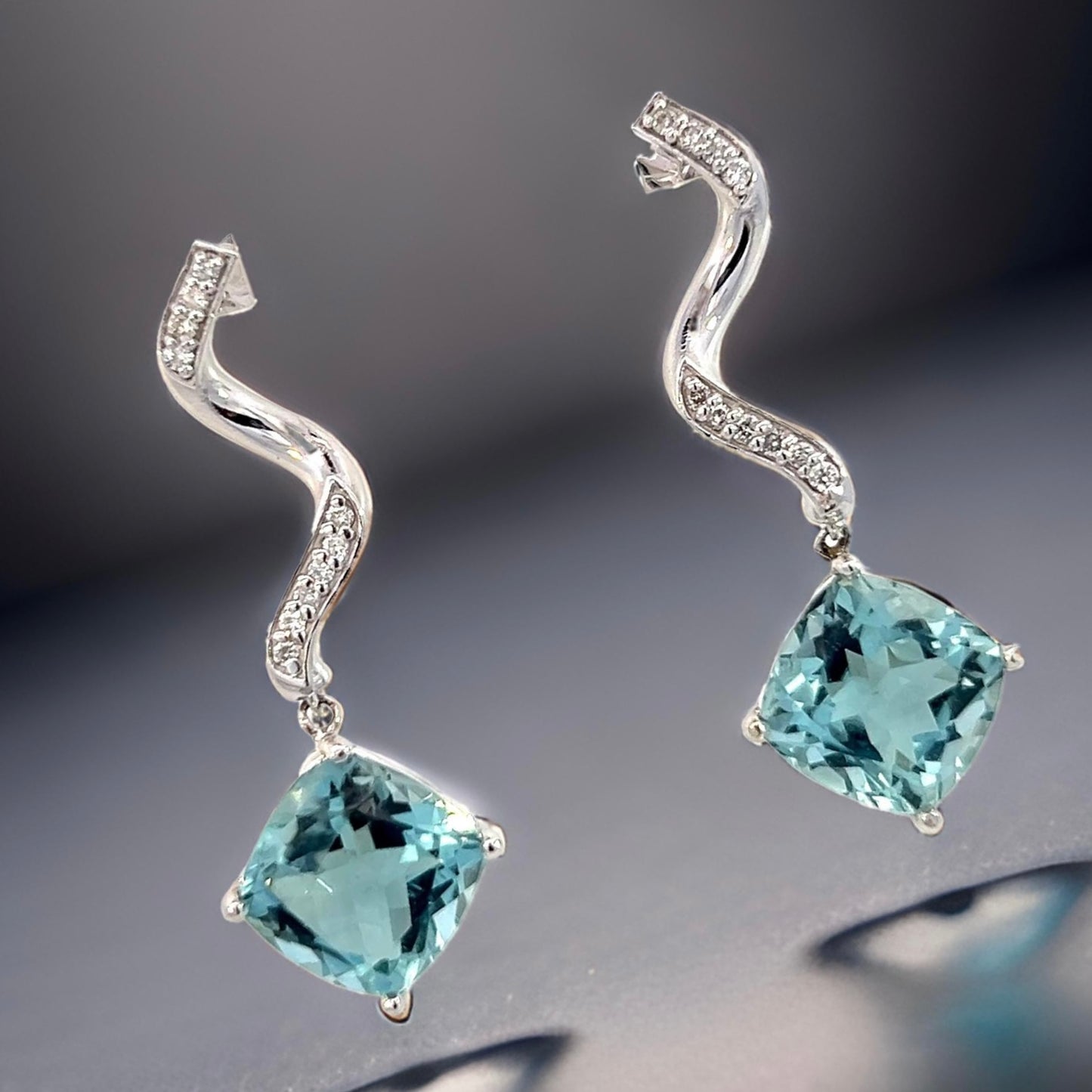 Natural Aquamarine Diamond Earrings 14k Gold 8.15 TCW Certified $4,950 111528