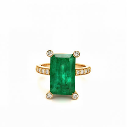 Natural Emerald Diamond Ring 14k Gold 4.37 TCW GIA Certified $6,950 111875