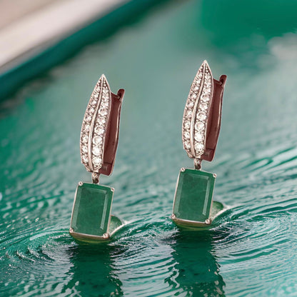 Diamond Emerald Earrings 4.86 TCW 14k White Gold Certified $7,250 018691