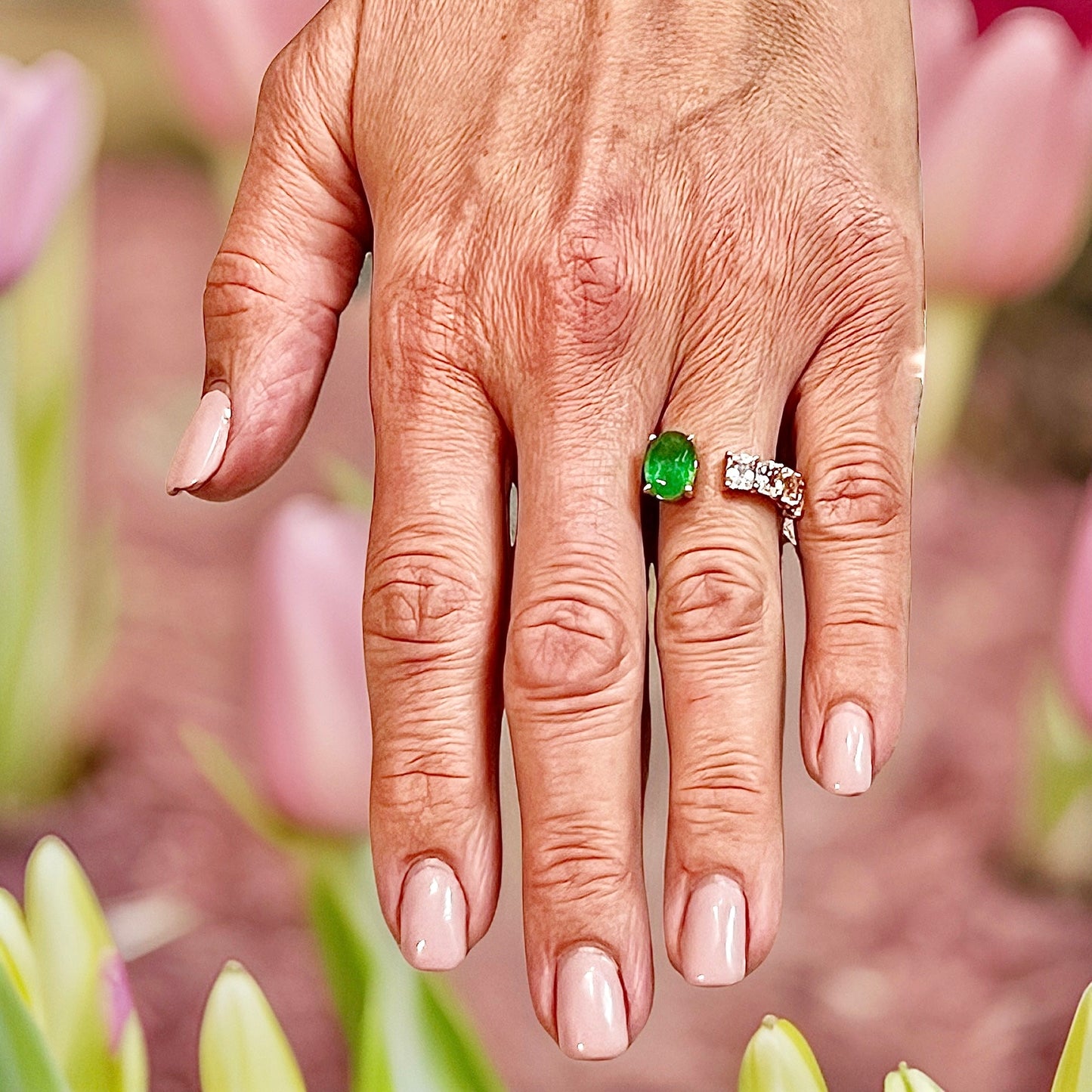 Natural Emerald and White Sapphire Ring 6.5 14k Y Gold 4.05 TCW Certified $4,950 310640