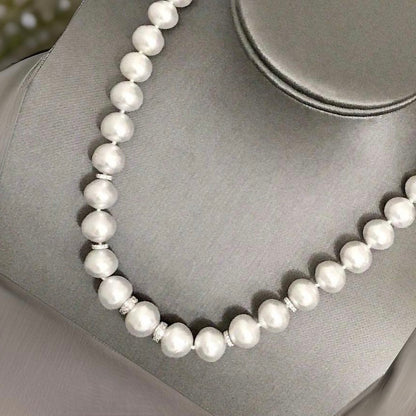 Diamond South Sea Pearl Necklace 14k Gold 13 mm 18.2" Certified $15,450 817025