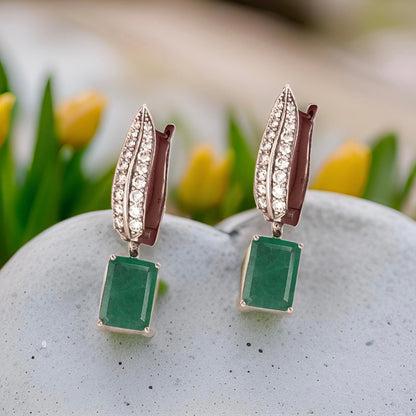 Diamond Emerald Earrings 4.86 TCW 14k White Gold Certified $7,250 018691