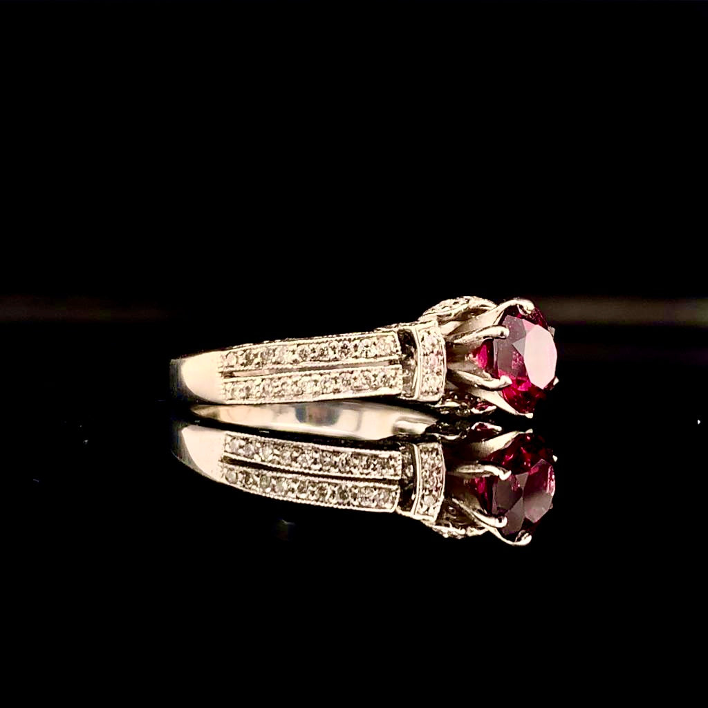 Diamond Tourmaline Rubellite Ring 4.5 14k Gold 1.38 TCW Women Certified $1,950 910744 - Certified Fine Jewelry