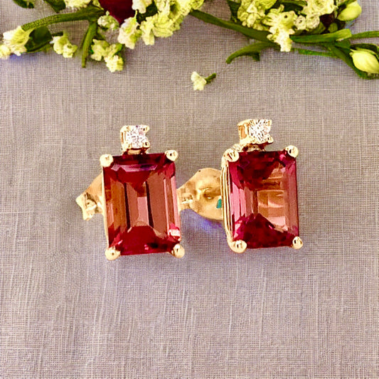 Natural Tourmaline Diamond Earrings 14k Gold 2.13 TCW Certified $1,950 018680