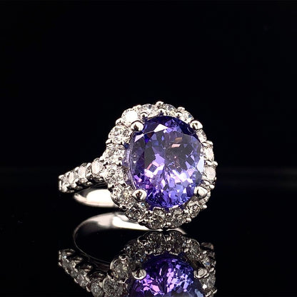 Tanzanite Diamond Ring 14 kt 5.30 TCW Certified $6,950 013306