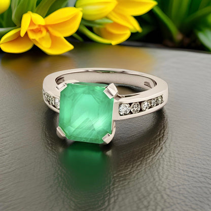 Diamond Emerald Ring 14k Gold 2.55 TCW Women Certified $3,800 912292