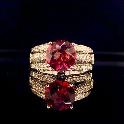 Diamond Tourmaline Rubellite Ring 7.25 14k Gold 3.65 Ct Women Certified $4,950 913505