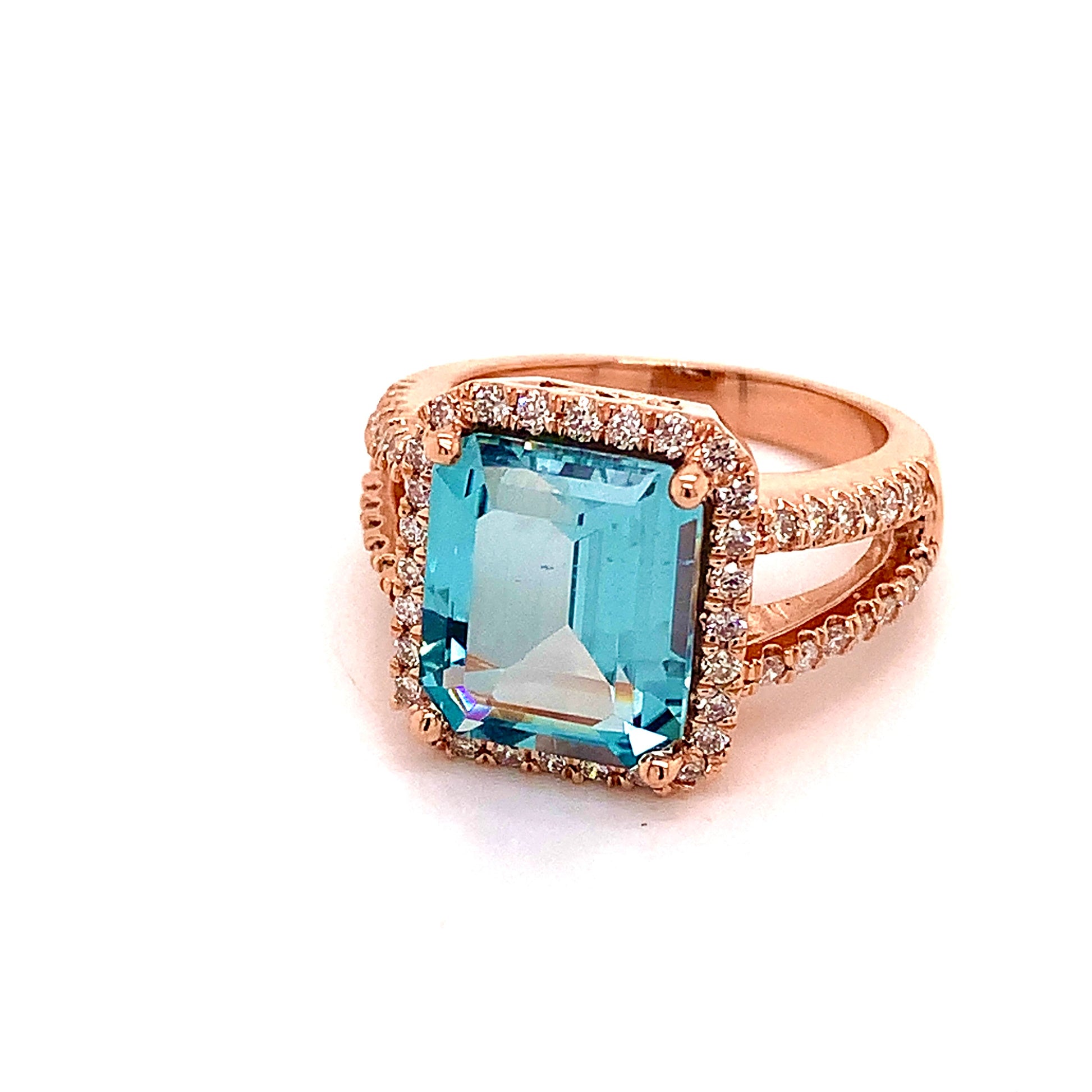 Diamond Aquamarine Ring Size 6.5 14k Gold 6.25 TCW Certified $6,950 120672 - Certified Fine Jewelry