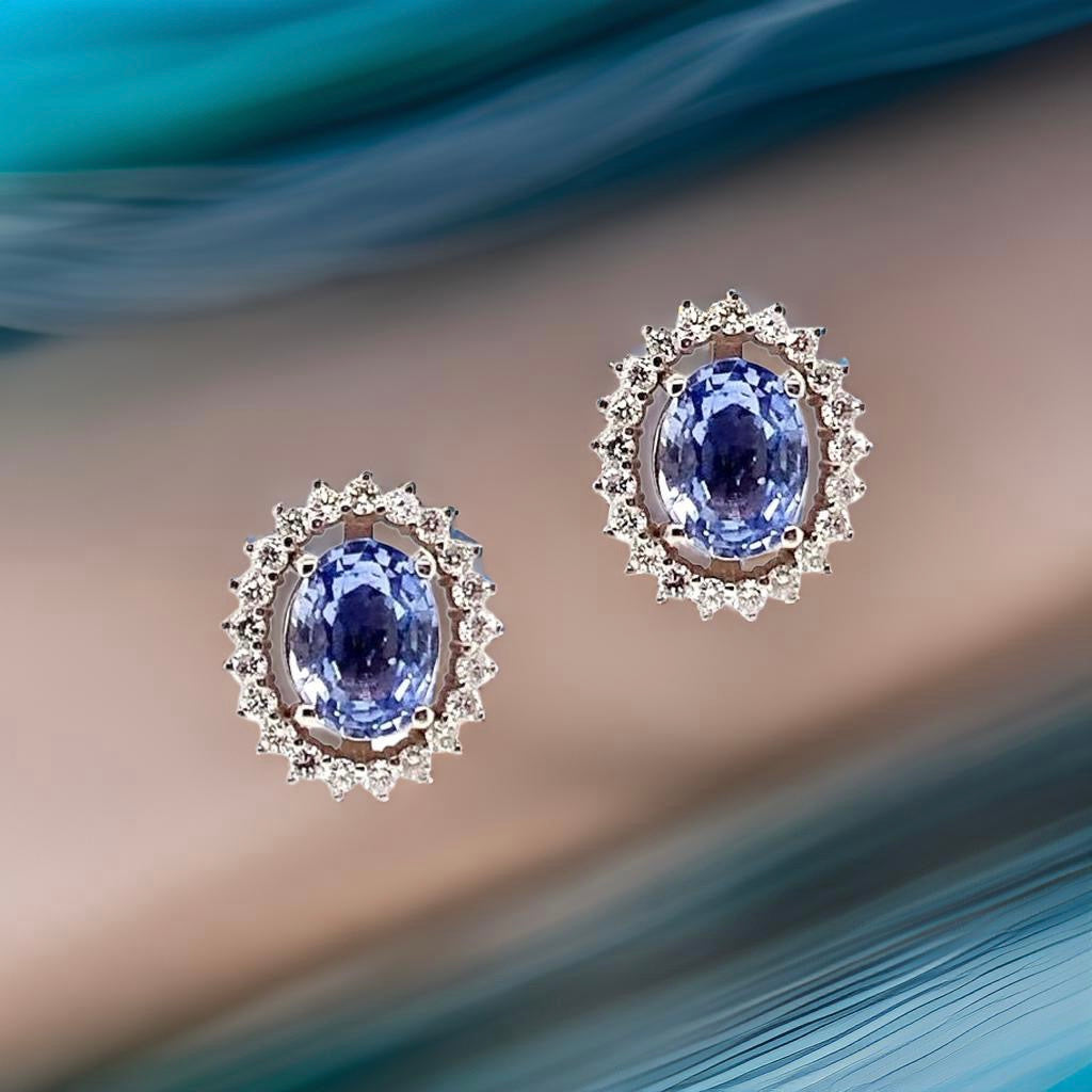 Diamond Sapphire Earrings 14k Gold 3.24 TCW Certified $5,950 018655