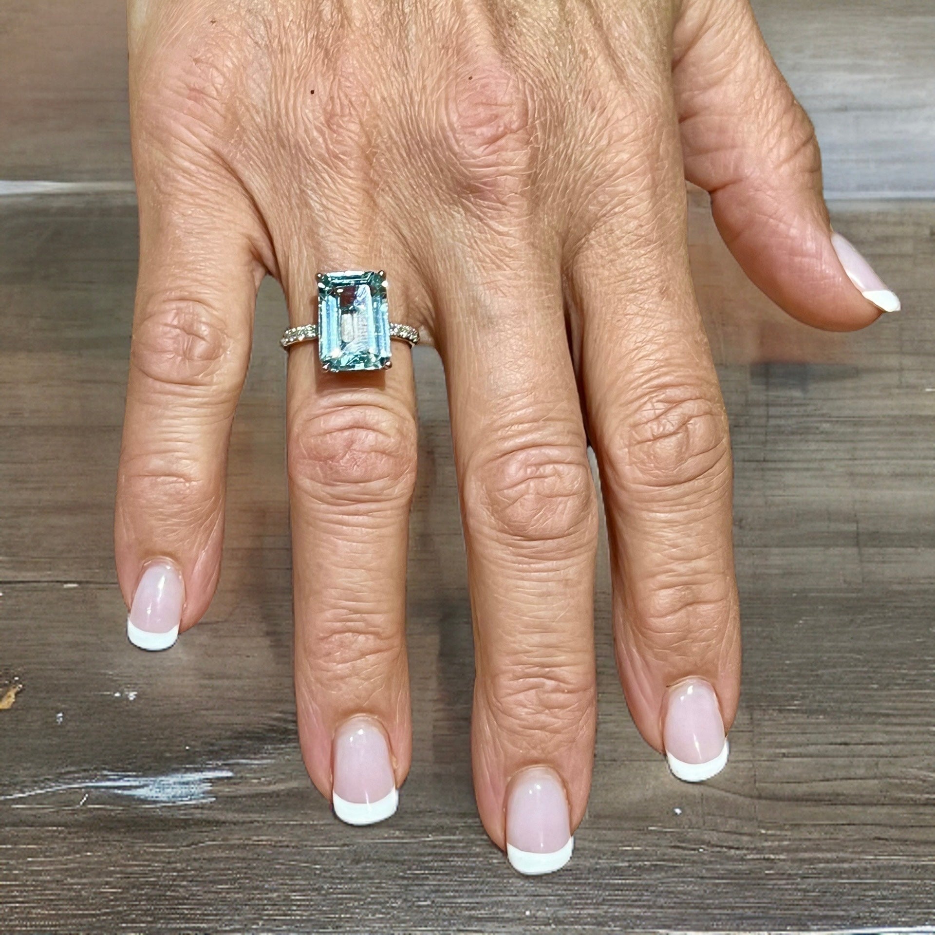 Natural Aquamarine Diamond Ring Size 6.5 14k W Gold 5.78 TCW Certified $4,795 217097 - Certified Fine Jewelry