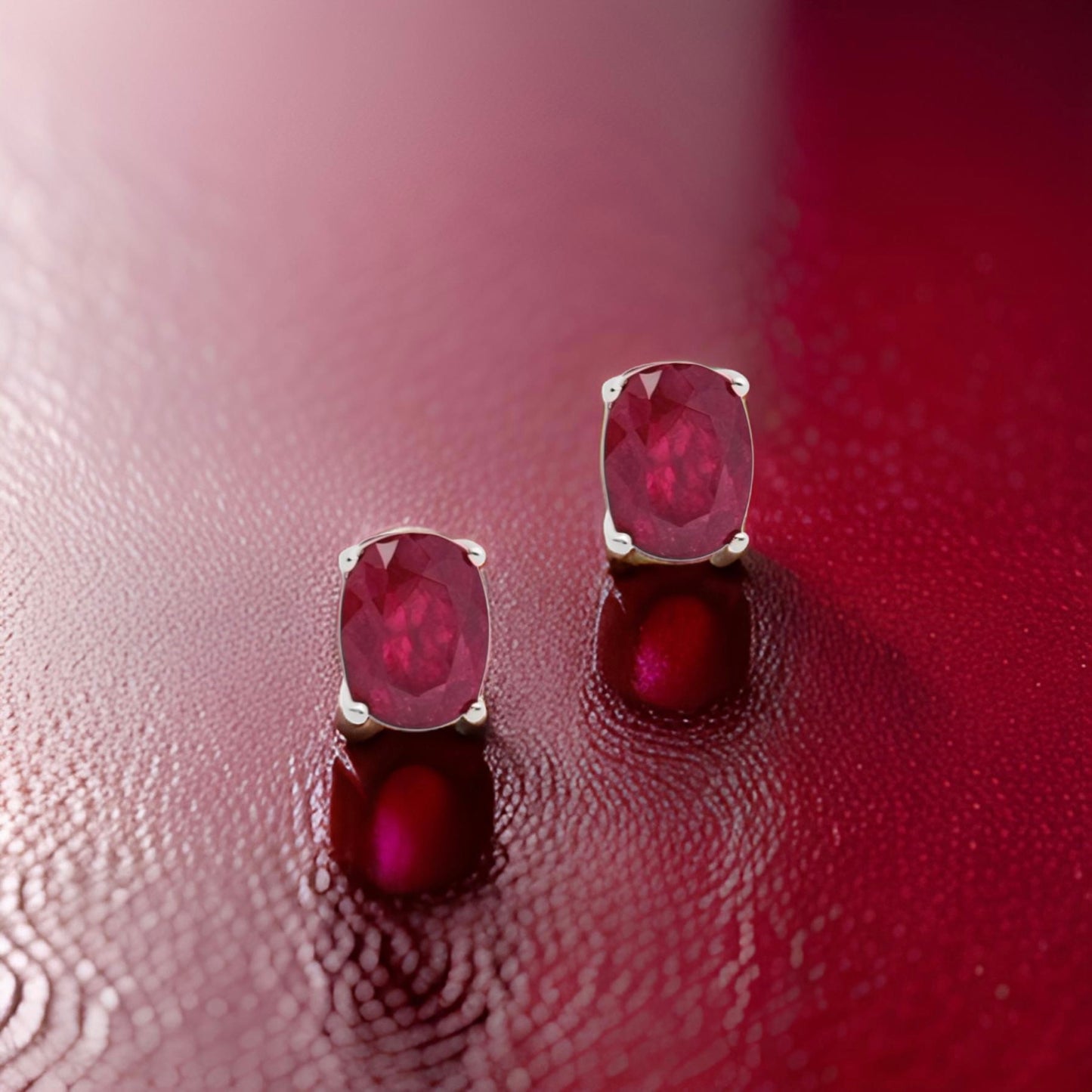 Natural Ruby Stud Earrings 14k White Gold 2.50 TCW Certified $1,340 311041