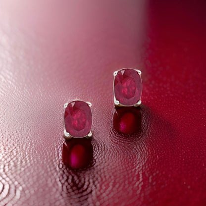 Natural Ruby Stud Earrings 14k White Gold 2.50 TCW Certified $1,340 311041