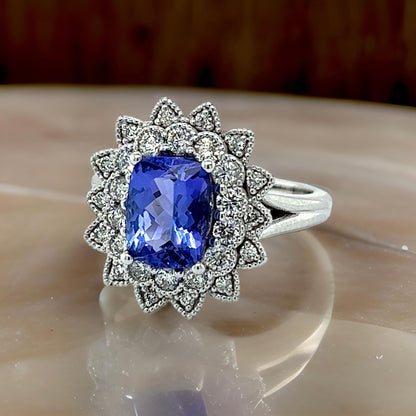 Natural Tanzanite Diamond Ring 6.5 14k W Gold 2.61 TCW Certified $4,950 217842