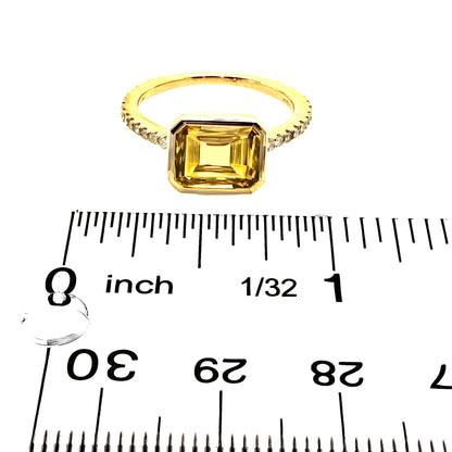 Natural Citrine Diamond Ring 6.5 14k Yellow Gold 2.45 TCW Certified $2,650 221295