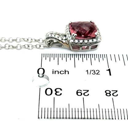 Diamond Rubellite Tourmaline Necklace 5.47 CT 18k Gold Certified $5,590 921150