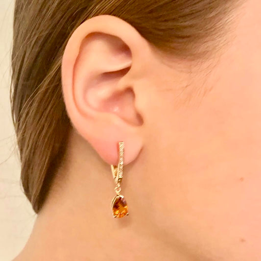 Citrine Diamond Earrings 14k Gold 3.79 TCW Women Certified $1,490 820452 - Certified Fine Jewelry