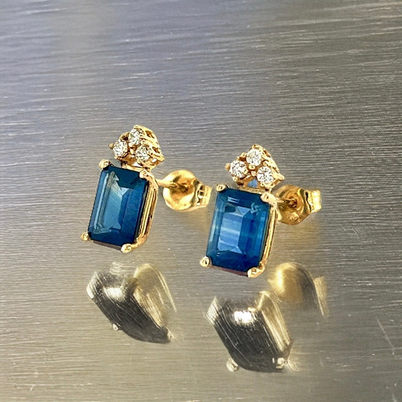 Natural Sapphire Diamond Earrings 14k Gold 2.14 TCW Certified $2,950 121247 - Certified Fine Jewelry