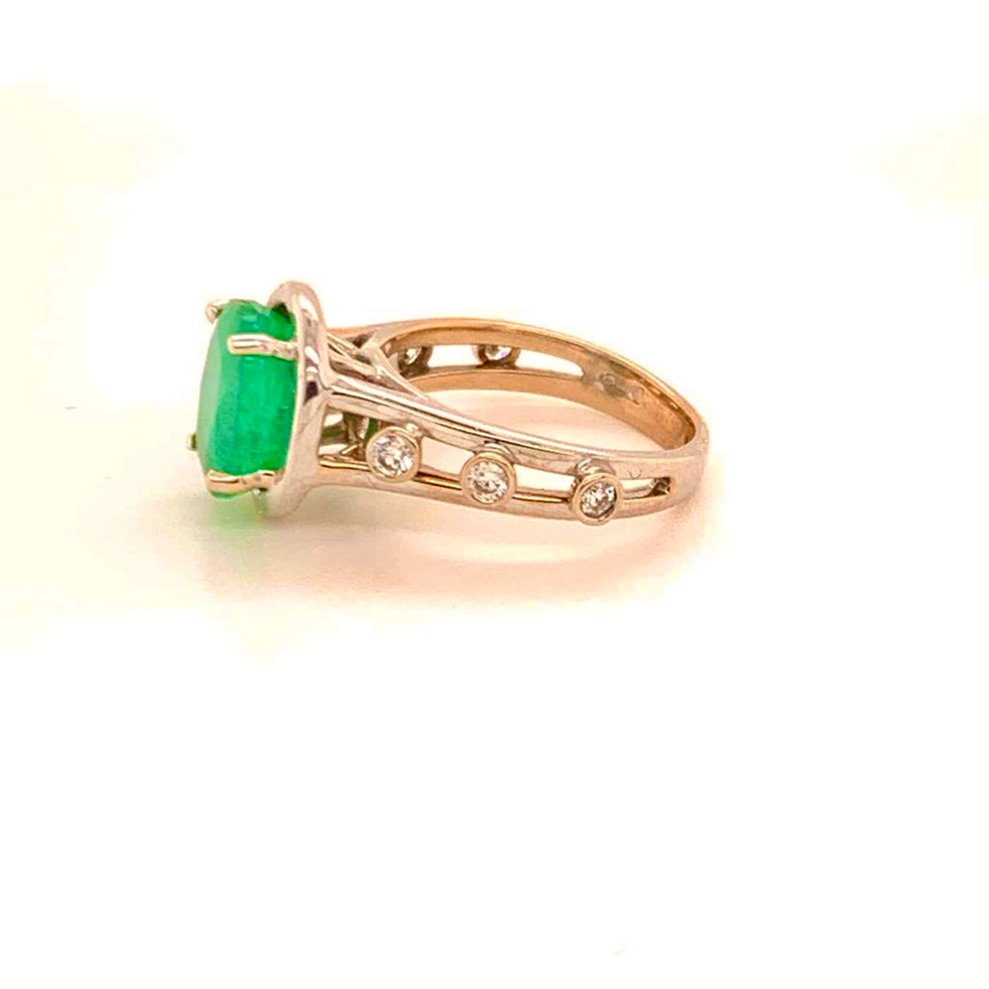 Emerald Diamond Statement Ring 4.05 Ct 14k Gold Women Certified $3,950 913623 - Certified Fine Jewelry