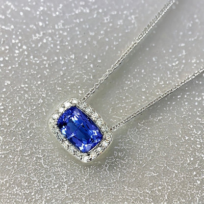 Natural Tanzanite Diamond Pendant Necklace 18" 14k W Gold 4.85 TCW Certified $5,975 215434