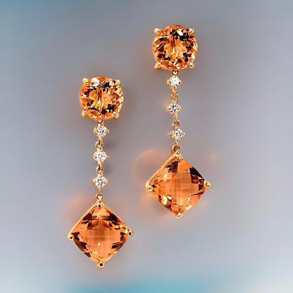 Natural Morganite Diamond Earrings 14k Gold 10.1 TCW Certified $5,950 111536