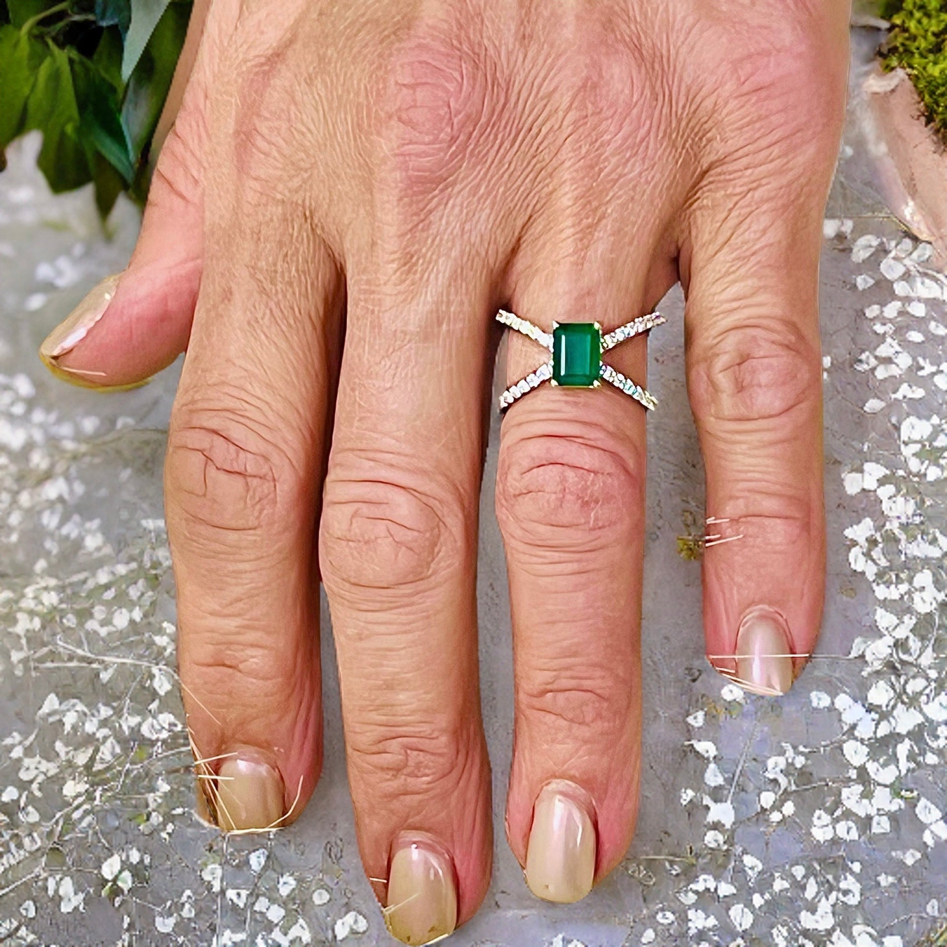 Natural Emerald Diamond Ring Size 6.5 14k W Gold 1.7 TCW Certified $4,975 217846 - Certified Fine Jewelry