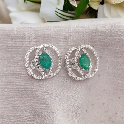 Diamond Emerald Earrings 14k White Gold 2.16 TCW Certified $6,950 018689