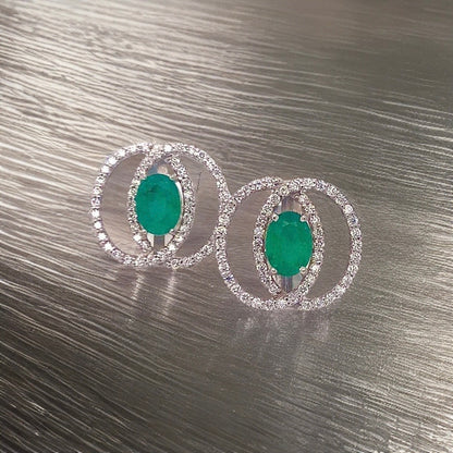 Diamond Emerald Earrings 14k White Gold 2.16 TCW Certified $6,950 018689