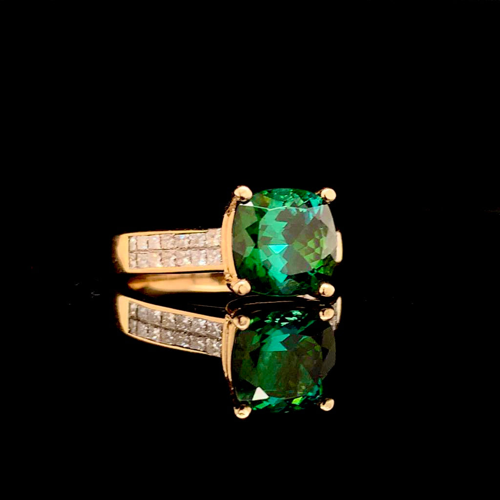 Green Tourmaline Diamond Ring 14 kt 2.80 tcw Certified $3,350 013309 - Certified Fine Jewelry