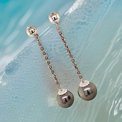 Tahitian Pearl 14k Gold Earrings Certified $899 013380