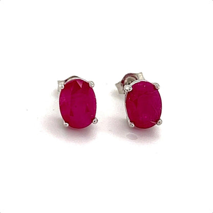 Natural Ruby Stud Earrings 14k Gold 3.83 TCW Certified $2,790 210752