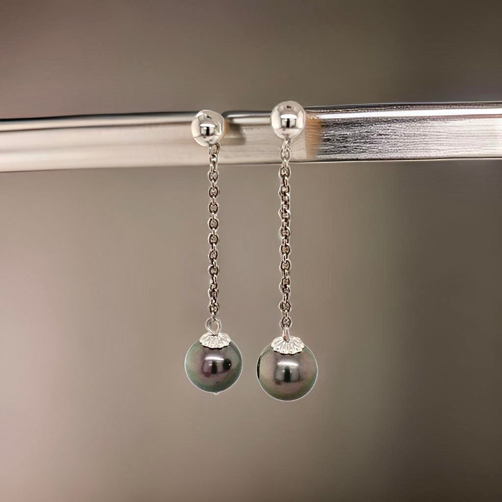 Tahitian Pearl 14k Gold Earrings Certified $899 013380