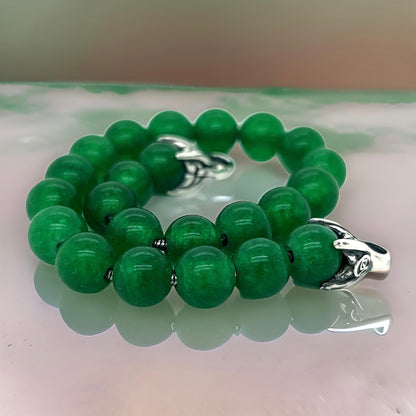 David Yurman Estate Green Onyx Prayer Bead Bracelet 8" Sterling Silver DY529