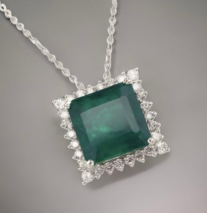 Diamond Emerald Necklace 18" Platinum 9.70 TCW GIA Certified $16,950 921902