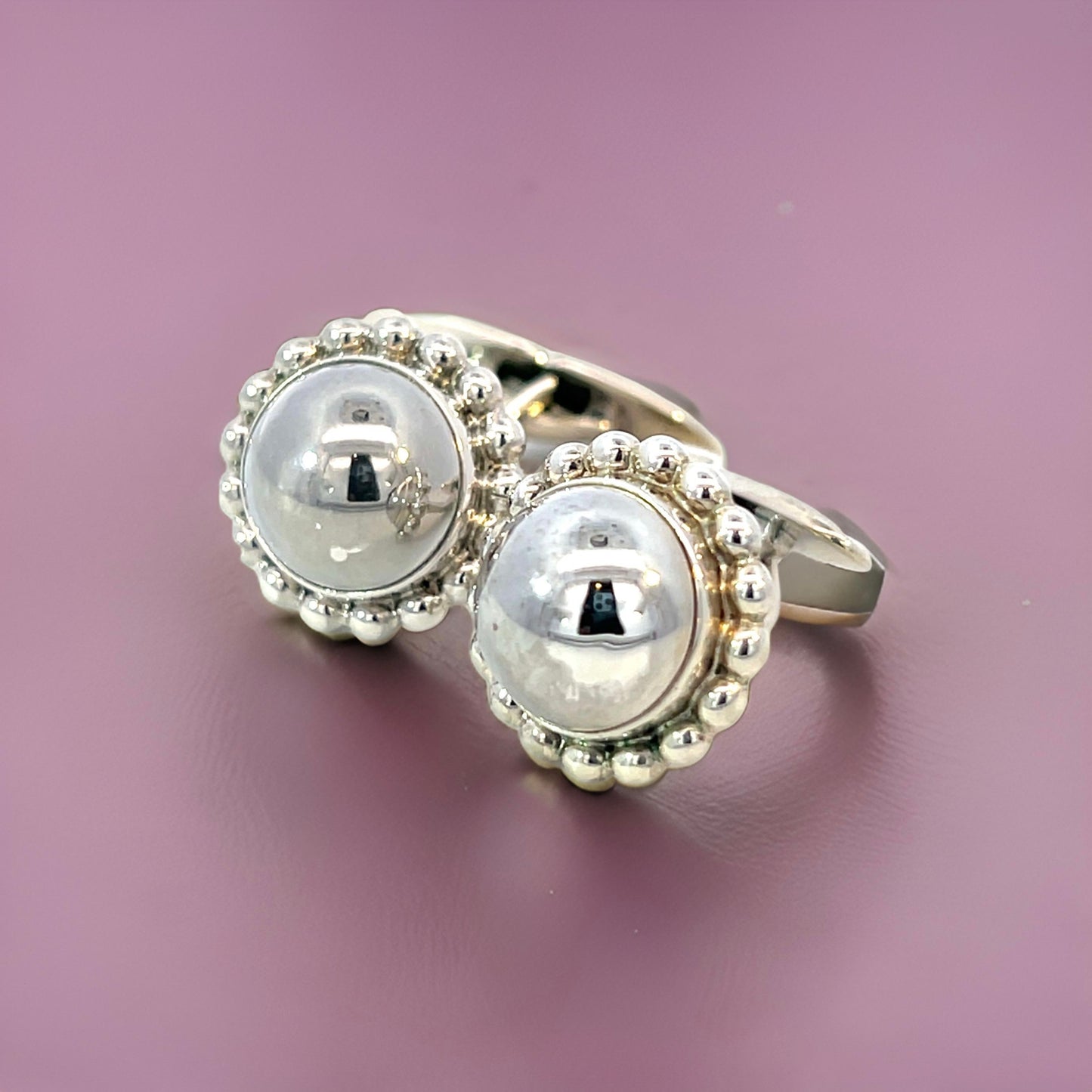 George Jensen Estate Round Beaded Mens Cufflinks Silver GJ24