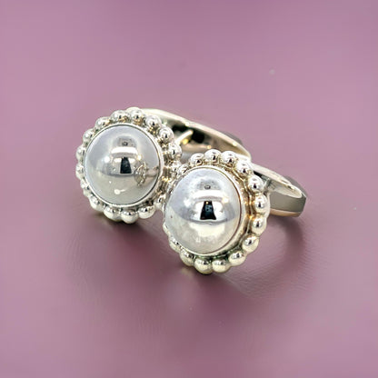 George Jensen Estate Round Beaded Mens Cufflinks Silver GJ24