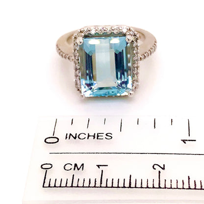 Aquamarine Diamond Ring 14k Gold Size 6.5, 6 TCW Certified $6,950 121105