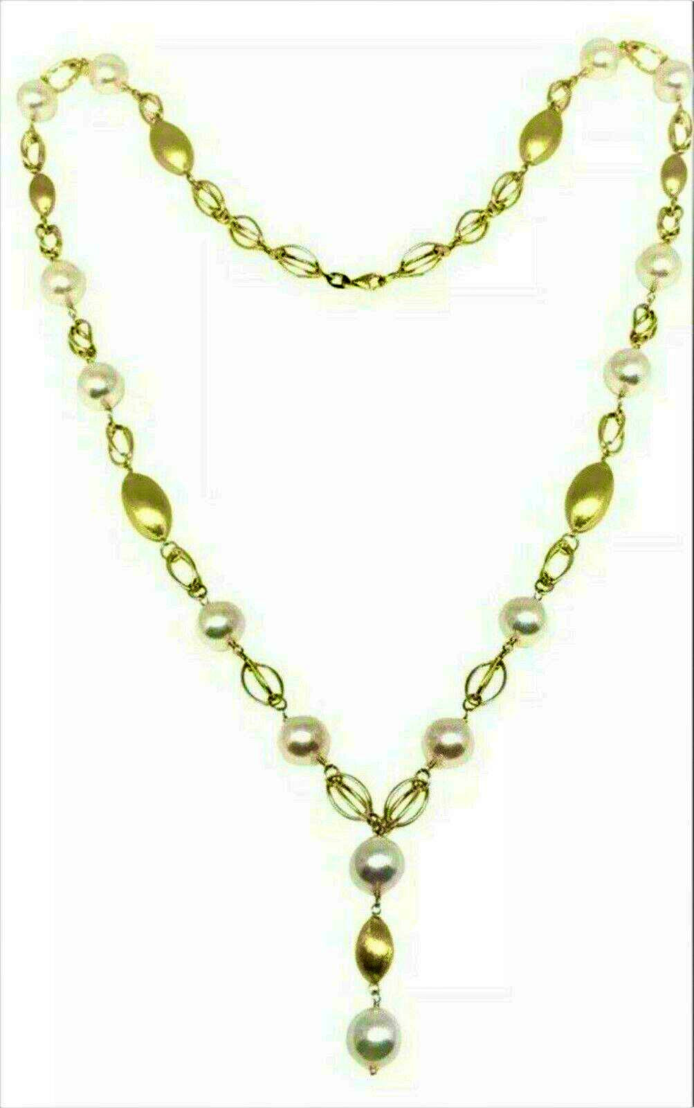 Akoya Pearl Necklace Earrings Set 9.8 mm 25.5" 14k Gold Certified $9,500 715357