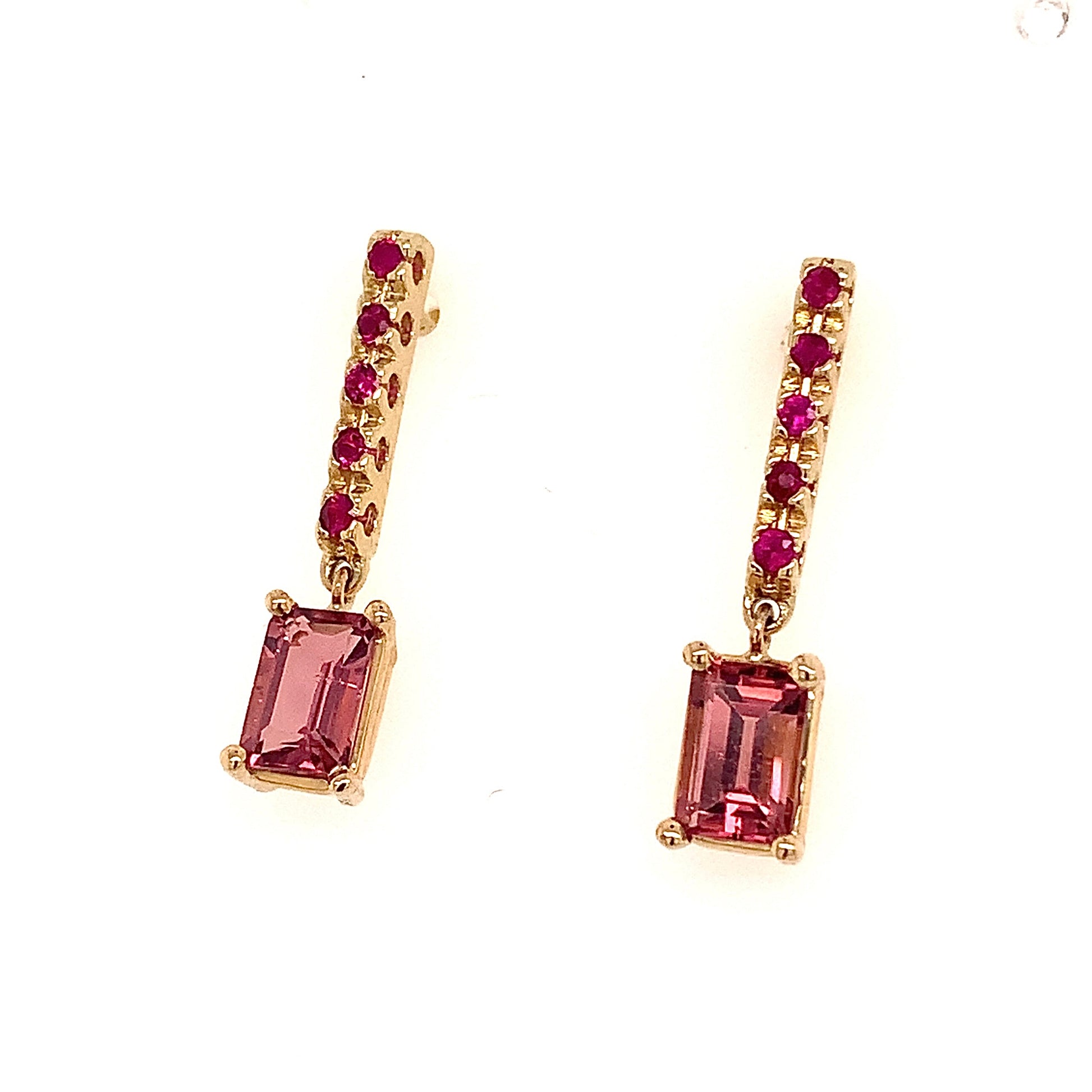 Rubellite Tourmaline Ruby Earrings 14k Gold 1.25 TCW Certified $3,950 018676 - Certified Fine Jewelry