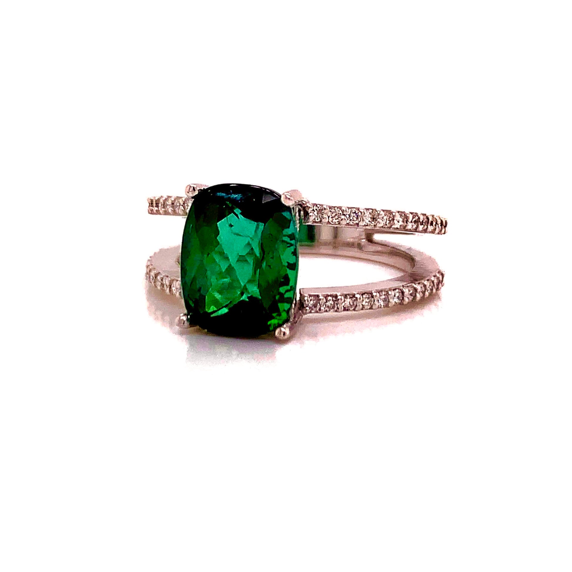 Natural Tourmaline Diamond Ring 14k WG 3.33 TCW Certified $4,950 111876 - Certified Fine Jewelry