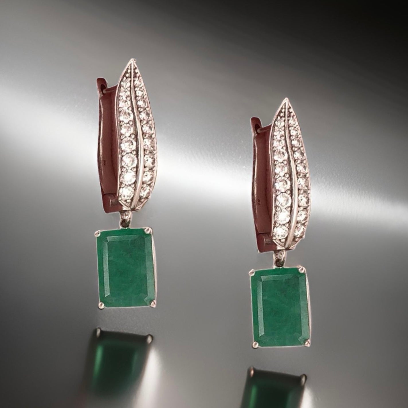 Diamond Emerald Earrings 4.86 TCW 14k White Gold Certified $7,250 018691