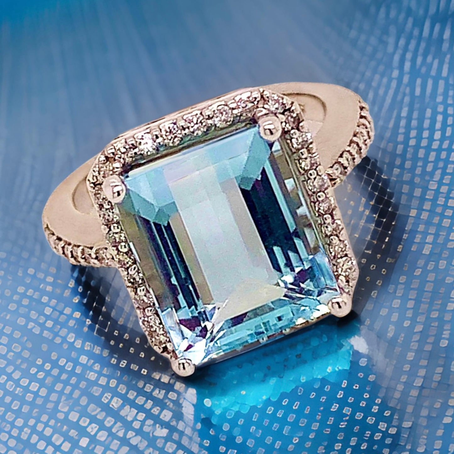 Aquamarine Diamond Ring 14k Gold Size 6.5, 6 TCW Certified $6,950 121105