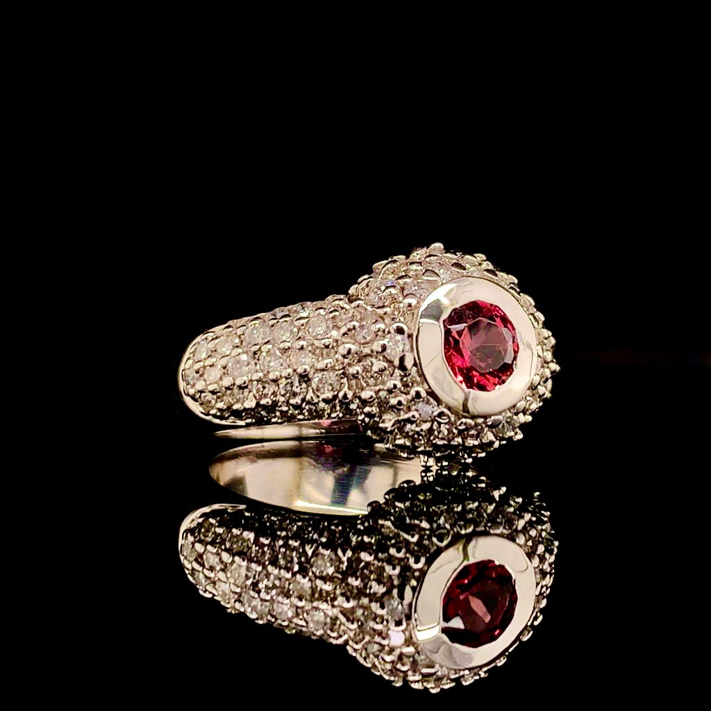 Diamond Tourmaline Ring 1.29 tcw 14k White Gold Certified $2,950 910798 - Certified Fine Jewelry